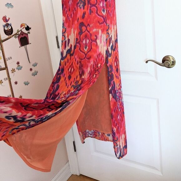 CHARMING CHARLIE maxi dress ikat multicolored watercolor pattern size M @i - Picture 10 of 14